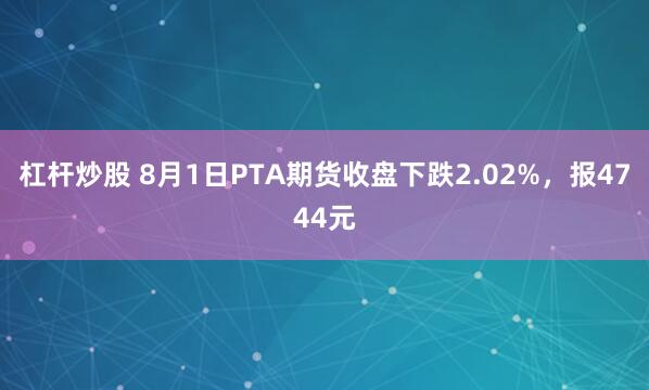 杠杆炒股 8月1日PTA期货收盘下跌2.02%，报4744元